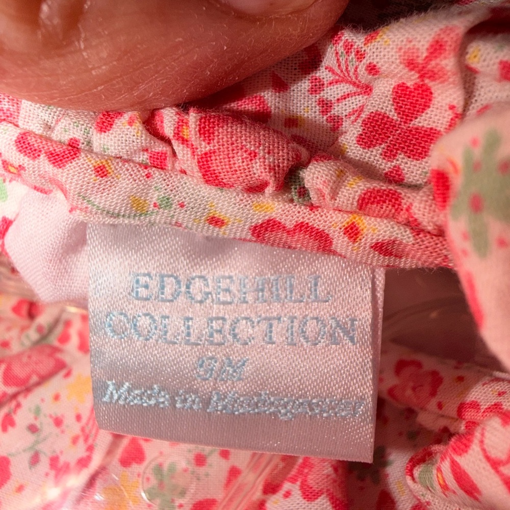 Edgehill Collection Pink Ruffle Neck Floral Dress- Size 9 Months - Picture 5 of 6